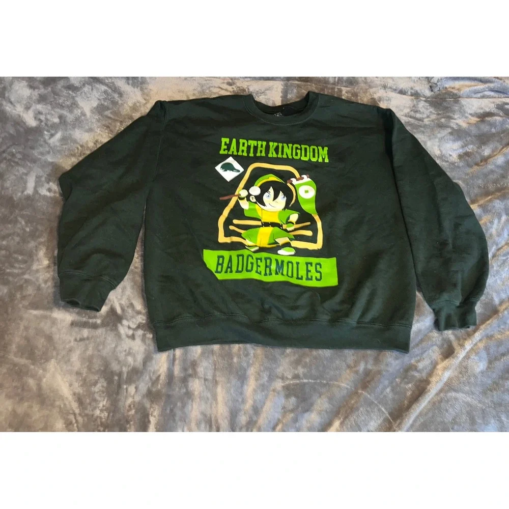 Avatar The Last Airbender Toph Earth Kingdom Badgermoles Sweatshirt Green Large